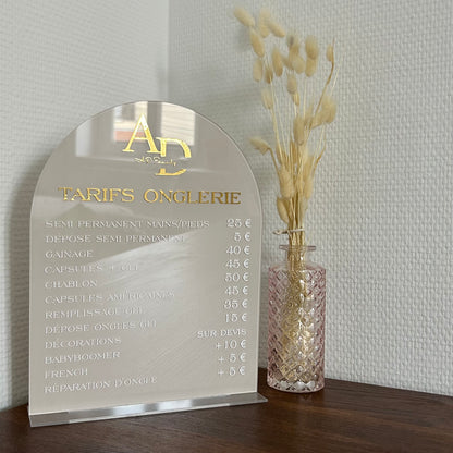 Grille tarifaire format 19x25 cm avec socle