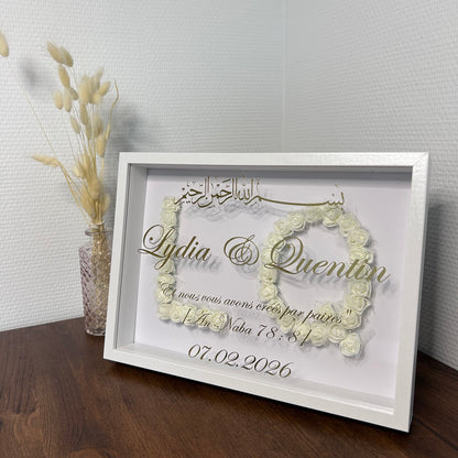 Cadre avec initiales fleurs