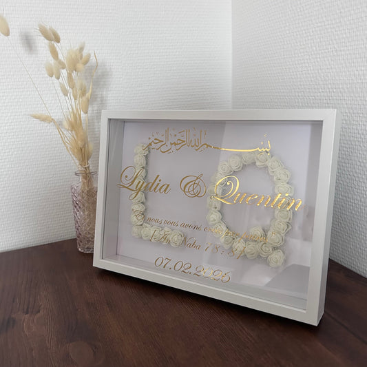 Cadre avec initiales fleurs