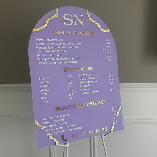 Grille tarifaire format 50x70 cm