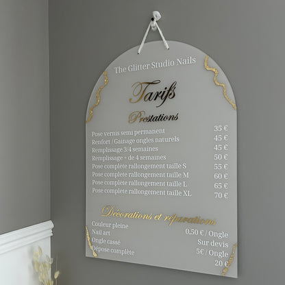 Grille tarifaire format 50x70 cm