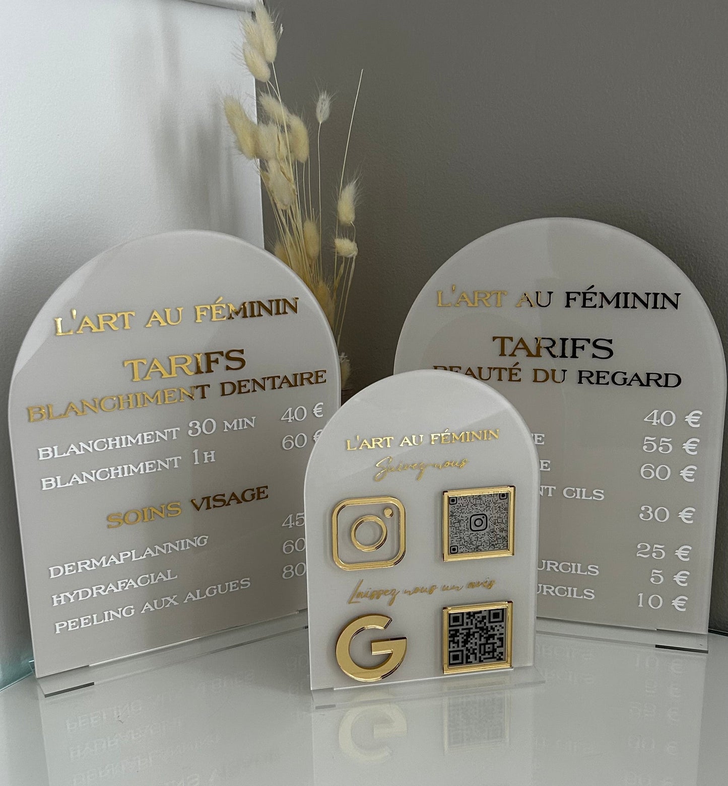 Grille tarifaire format 19x25 cm avec socle