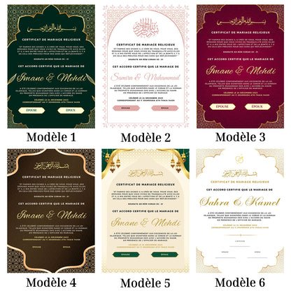 Certificat de mariage religieux